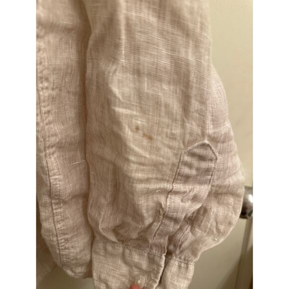 Grayson Linen Button Up Shirt Beige Long Sleeve Coastal Grandma Minimalist Large - Picture 5 of 7